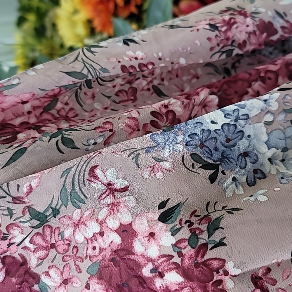 Floral Print Chiffon Boho Open Front Blouse - Picture 6 of 8